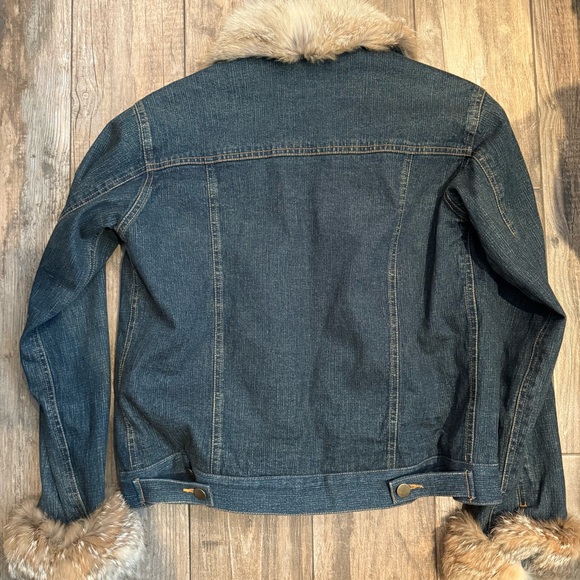 Vintage Genuine Real Fox Fur Denim Jacket - Picture 5 of 7